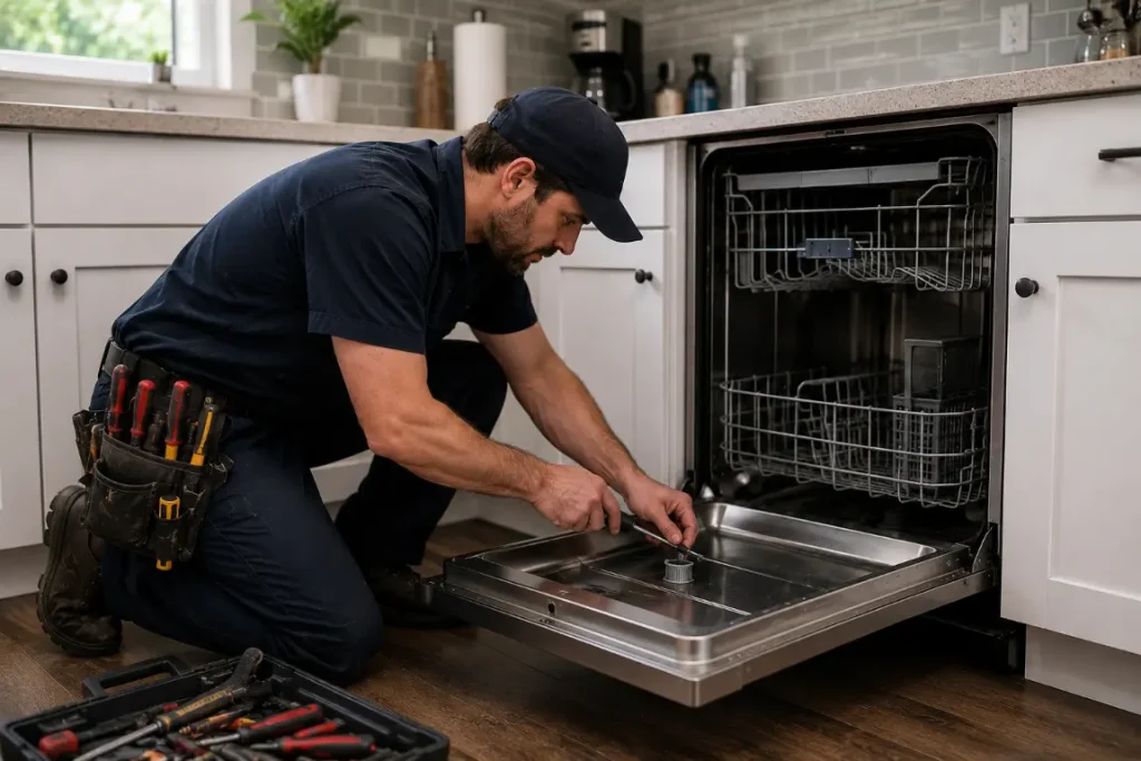 A technician doing Dishwasher Repair in Salem OR