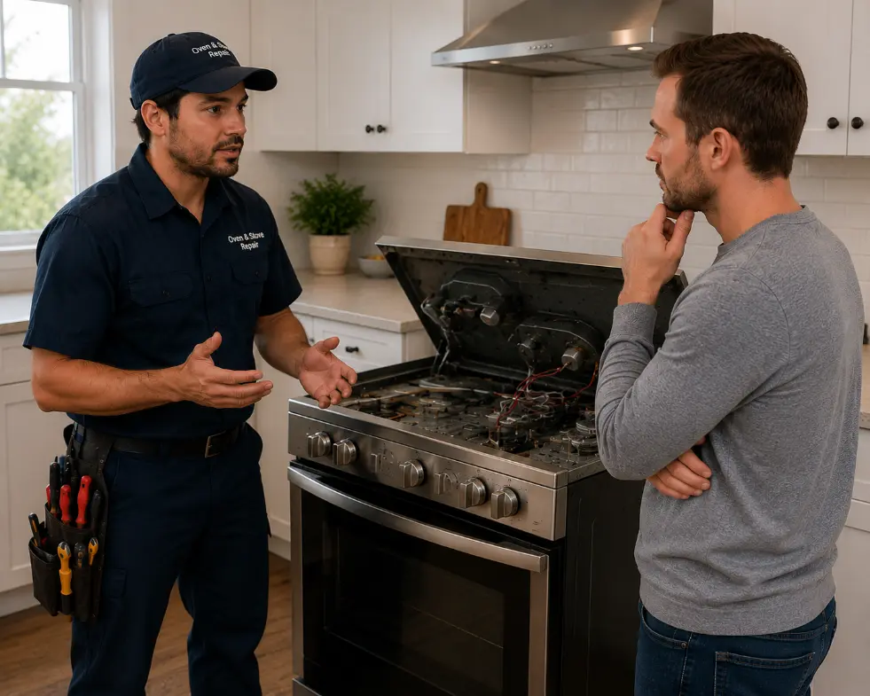 A technician discuss Oven and Stove Repair Cost