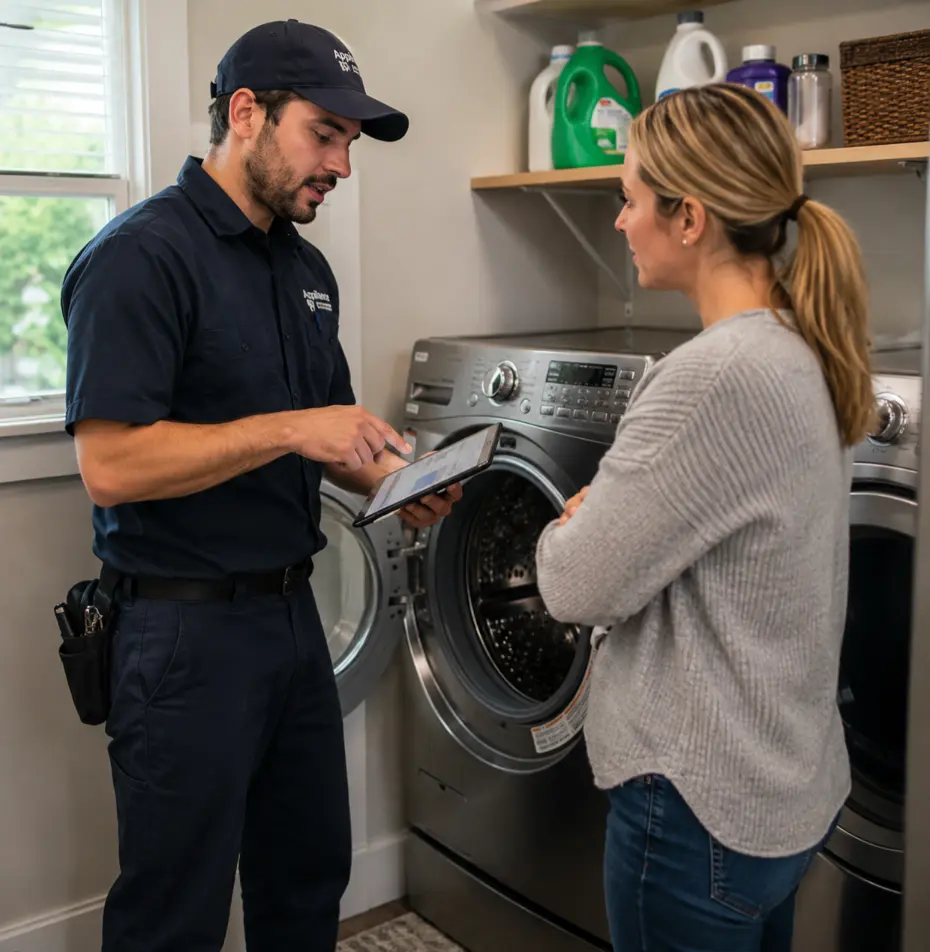 A technician discuss Washer and Dryer Repair Cost